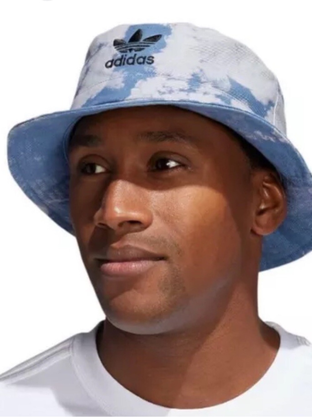 adidas Blue & White Tie-Dye Bucket Hat with Trefoil